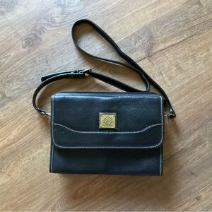 Vintage Medallion Black Leather Crossbody Bag